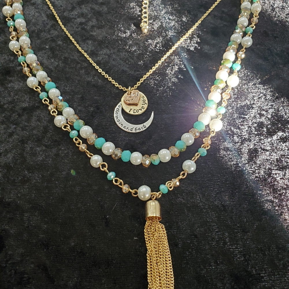 "I Love You to the Moon and Back" 3 Layer Necklace